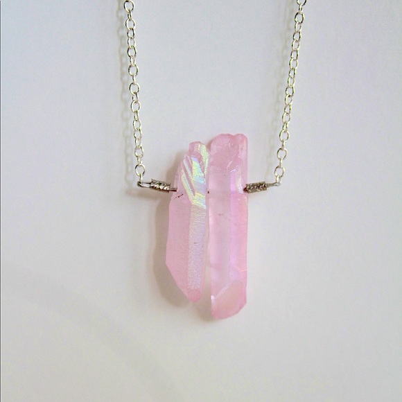 Short Chain Rose Quartz Crystal - Picture 3 of 3